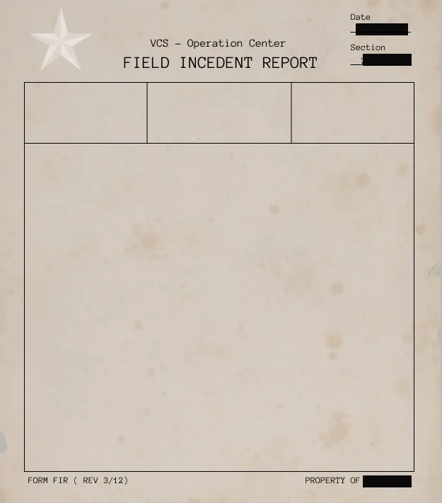 Field Incident Report